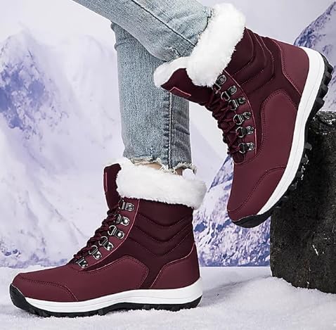 Womens Winter Snow Boots Waterproof Shoes Walking Comfortable Hiking Tennis Booties Fur Mid Calf Warm Lightweight