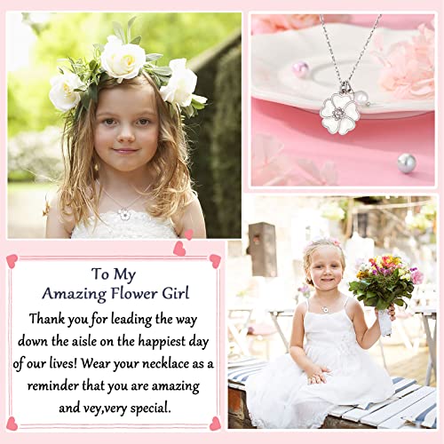 PINKDODO Flower Girl Pearl Charm Necklace Wedding Jewelry Gifts2
