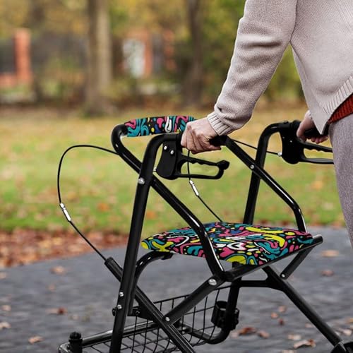 Image of Abstract Rollator Walker Seat and Backrest Covers Universal Accessories for Rollator Walkers Soft Stylish Walkers for Seniors with Seat Cover for Ladies