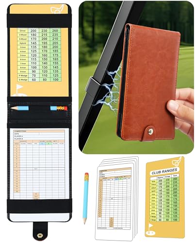 Support magnétique de carte de golf avec fermeture aimantée et cuir durable