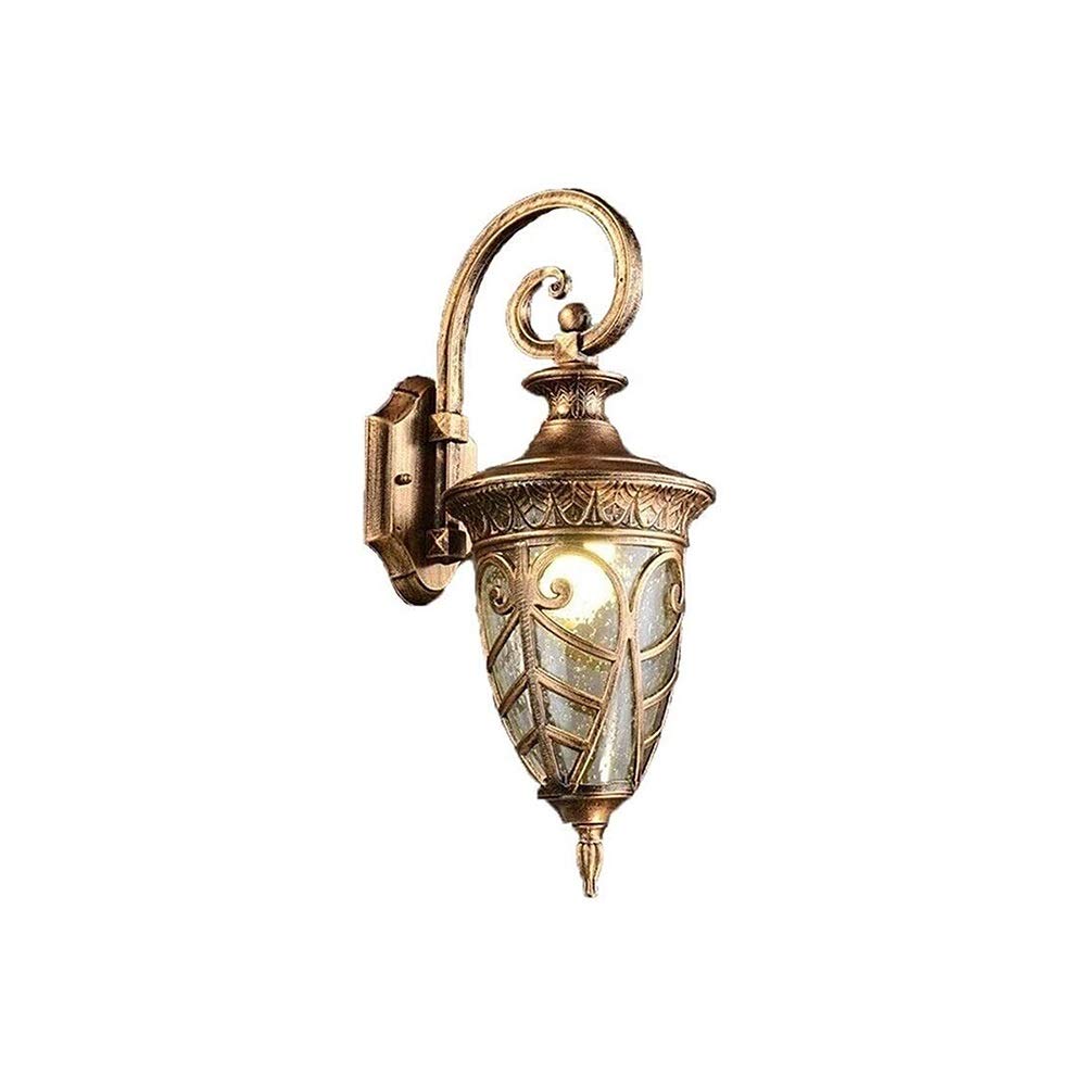OZBMA Wall Mounted Light Lamp Retro Glass Lantern Outdoor Metal Waterproof Aluminum Lights Villa Balcony E27 Decoration Sconce Restaurant cafe garden Corridor aisle (Bronze) Rea