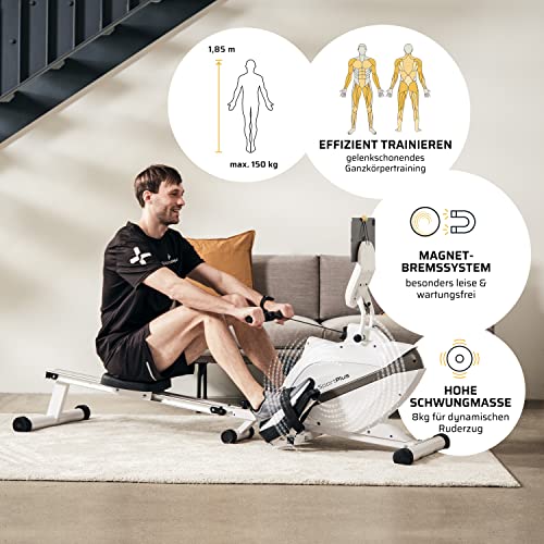 SportPlus | Rudergerät für zuhause| Designed in Germany, klappbar, leises Magnetbremssystem, 8 Widerstandsstufen… – Bild 3