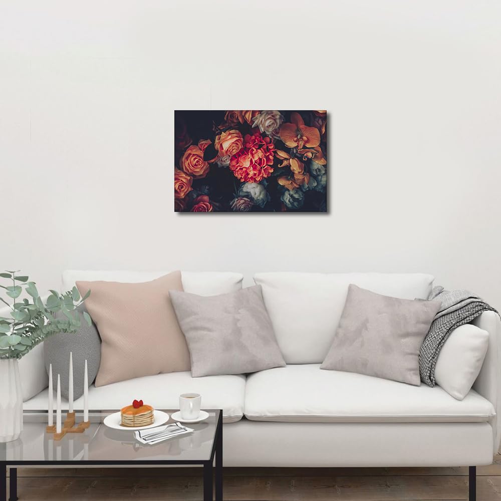 TISHIRON Bathroom Wall Art Decor,Luxury Bouquet Wall art,Canvas Wall Art Flowers Floral Painting Prints for Bedroom Living Room Waterproof Wood Framed Ready to Hang 12x18in - Image 3