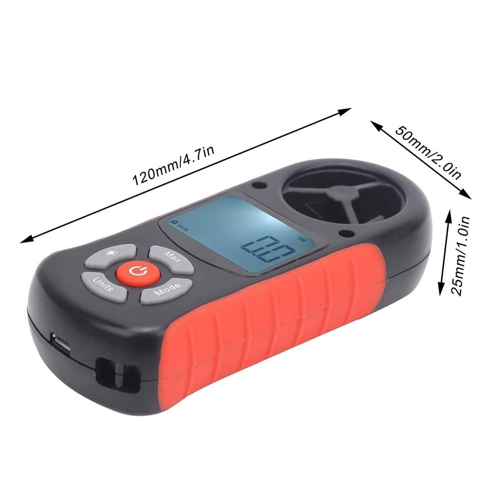 Anemómetro Digital con Pantalla LCD retroiluminada, medidor de Volumen de Aire, anemómetro con Botones multifunción para Windsurf, Cometas, Vela, Surf, Pesca, etc.