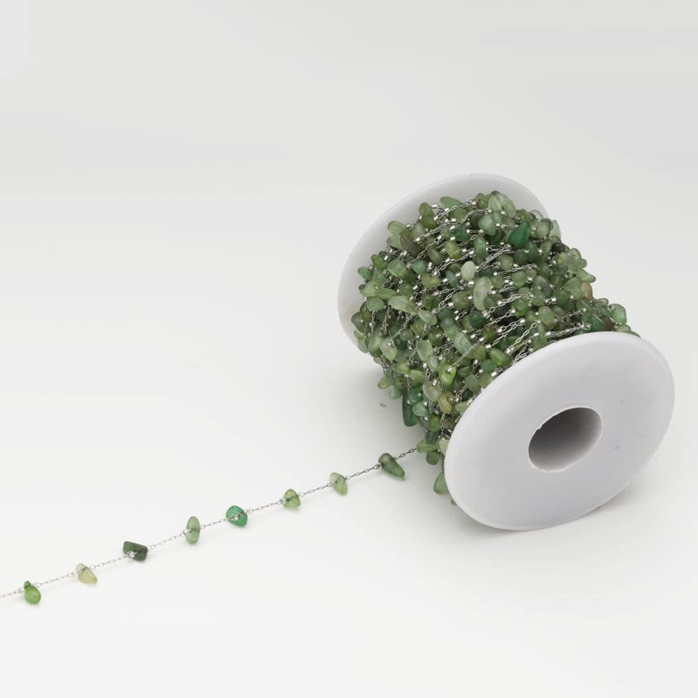 GIOTEL Beading 1M Stainless Steel Irregular Natural Stone Gemstone Clip Beads Chains Fit DIY Bracelet Anklet Jewelry Making Findings Jewelry Production Chain (Color : 1 Steel Tone)