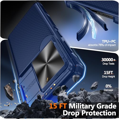 Image of Magnetic for Samsung Galaxy S26 Case,[Slide Camera Cover][Kickstand][Compatible with Magsafe][Military Grade Protection] Shockproof Rugged Case for Galaxy S26, Blue