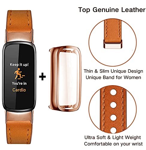 Elegant Slim Leather Bands Compatible for Fitbit Luxe Watch Band, Strap Wristband, Soft Bracelet Replacement for Fitbit Luxe Fitness and Wellness Tracker Women by TUV PLNT - Image 3