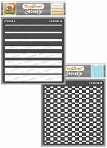 Geometric Pattern Stencils for Painting on Canvas - Graduated Stripes and Checkered Stencil (2Pcs) - Size: 6X6 Inches - Geometric Shape Stencil - Geometric Stencil Design