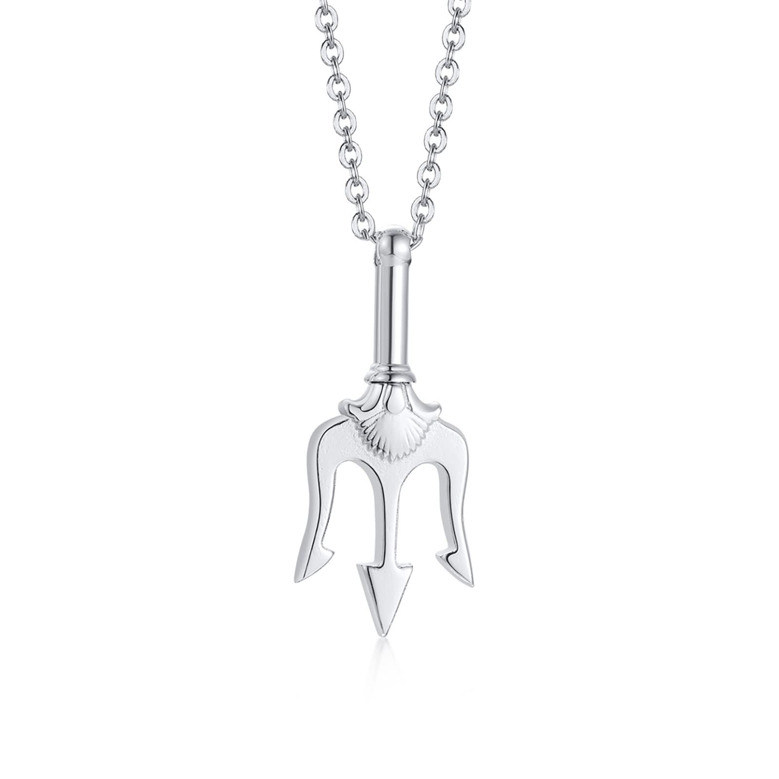 MPRAINBOWPoseidon Trident Necklace Pendant Women - Ancient Greece Amulet,Stainless Steel Promise Jewelry, 24 inches chain, Metal, not known