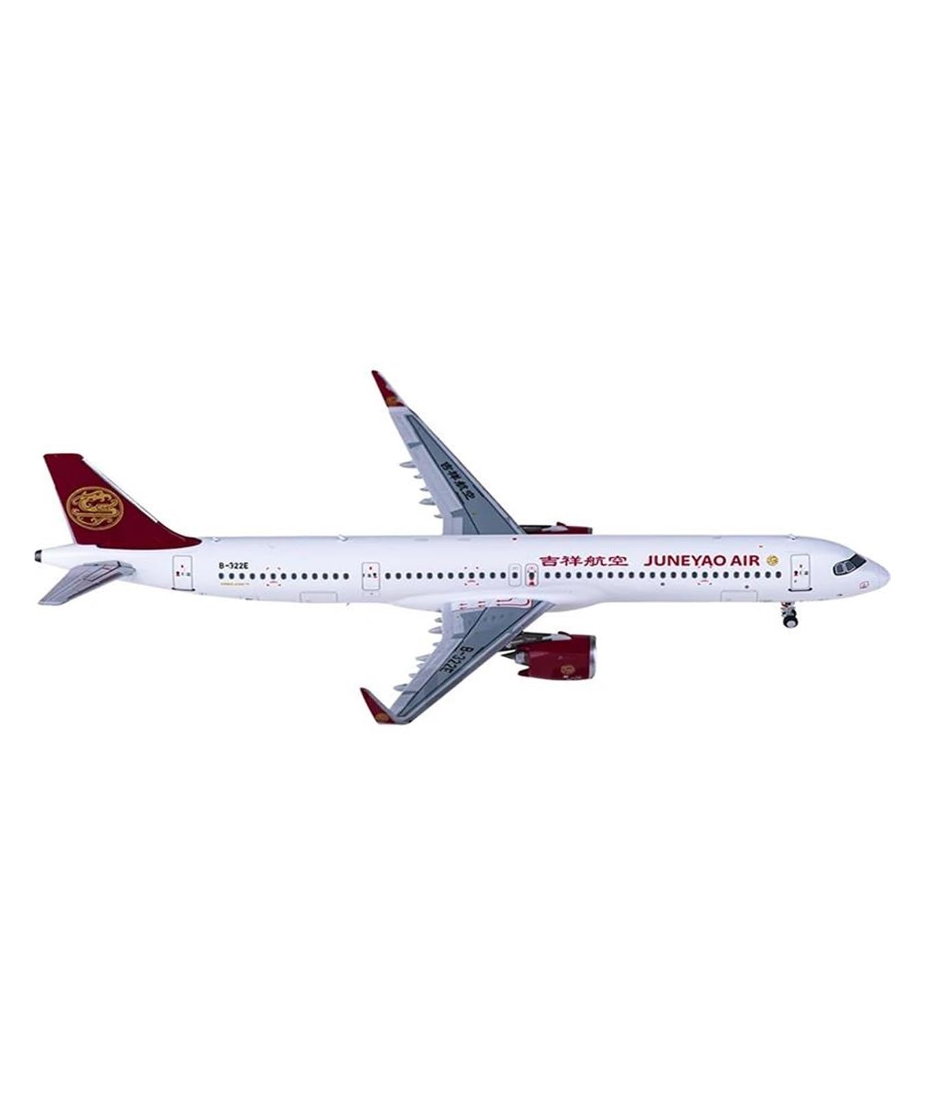 CLMJHG Avión clásico Vintage para Juneyao Airlines A321 A321neo B-322E, Modelo de avión de aleación, Coleccionable para fanáticos de Adultos, Coleccionable, 1/400