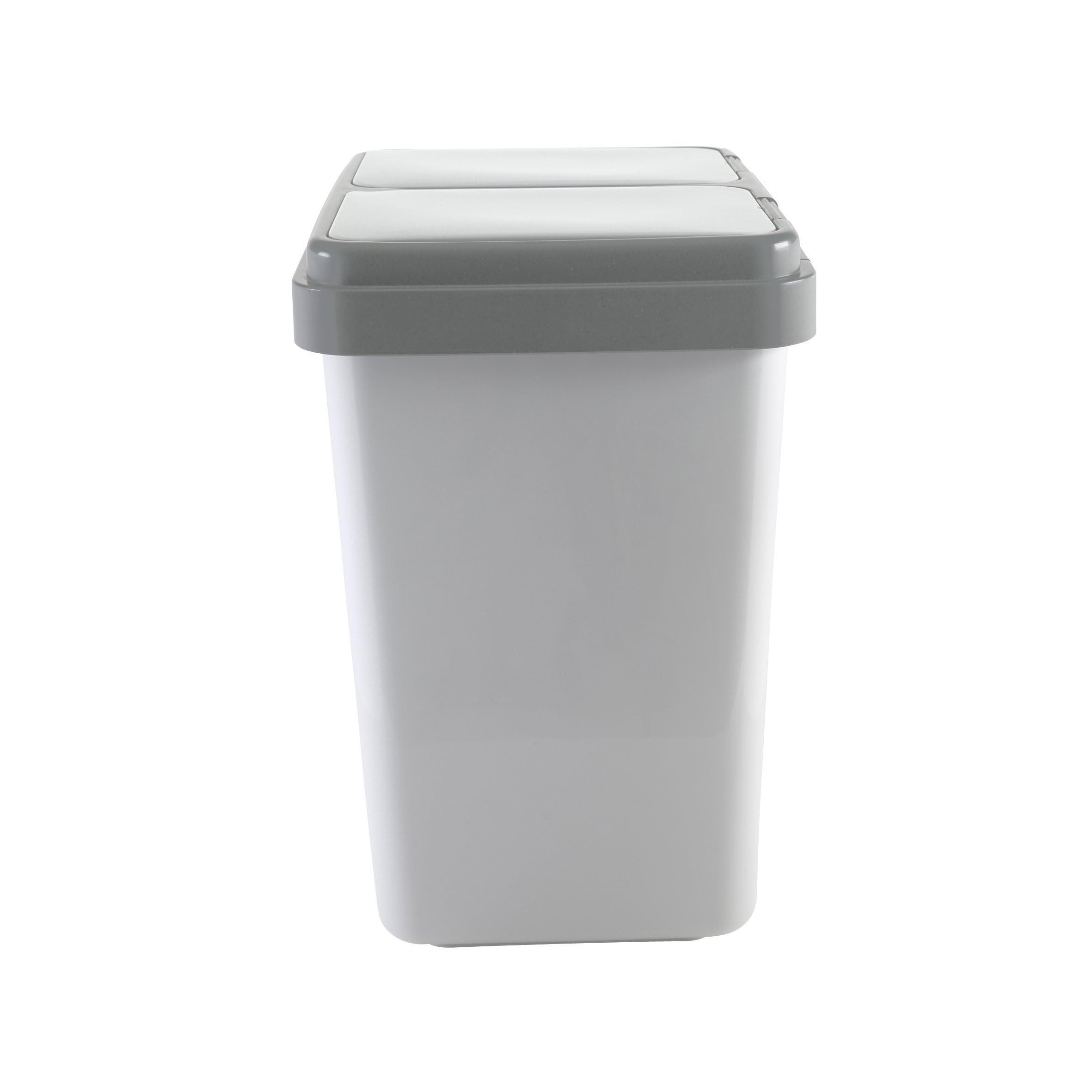 Ribelli Duo bidoni della spazzatura con coperchio, 2 x circa Pattumiera in plastica da 25 litri, per la cucina, inodore, sistema di raccolta dei rifiuti, circa 45 x 32 x 51 cm, bianco, 500113