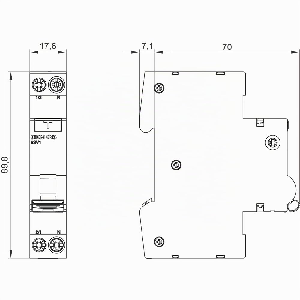 Siemens 5SV13166KK10 FI/LS kompakt RCBO 1P+N 6kA TypA 30mA B10 230V, Fehlerstrom- und Überlastschutz in 1TE (50% Platzersparnis)