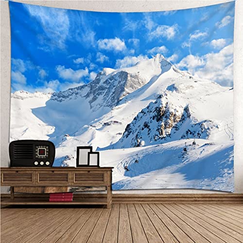 Tapisseriemurale decoration murale blanc bleu Isdreem grand tissu tenture montagne et ciel ado