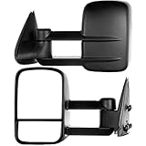 FINDAUTO Tow Mirrors Fit for 1999-2007 for Chevy/for GMC Silverado/Sierra 1500 2500HD 3500HD Towing Mirrors with Driver and Passenger Side Manual Adjusted Manual Telescoping Folding Black Cap