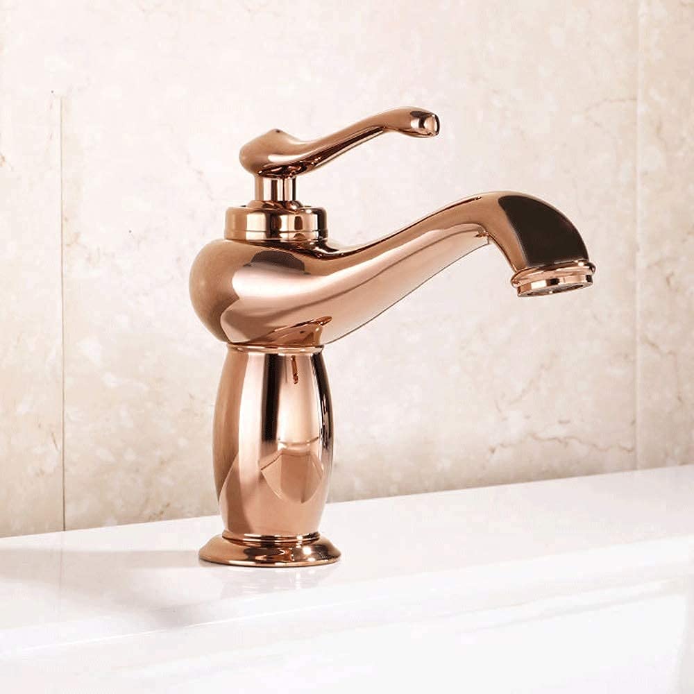 Robinet de salle de bain eau chaude froide avec mitigeur rétro en bronze massif