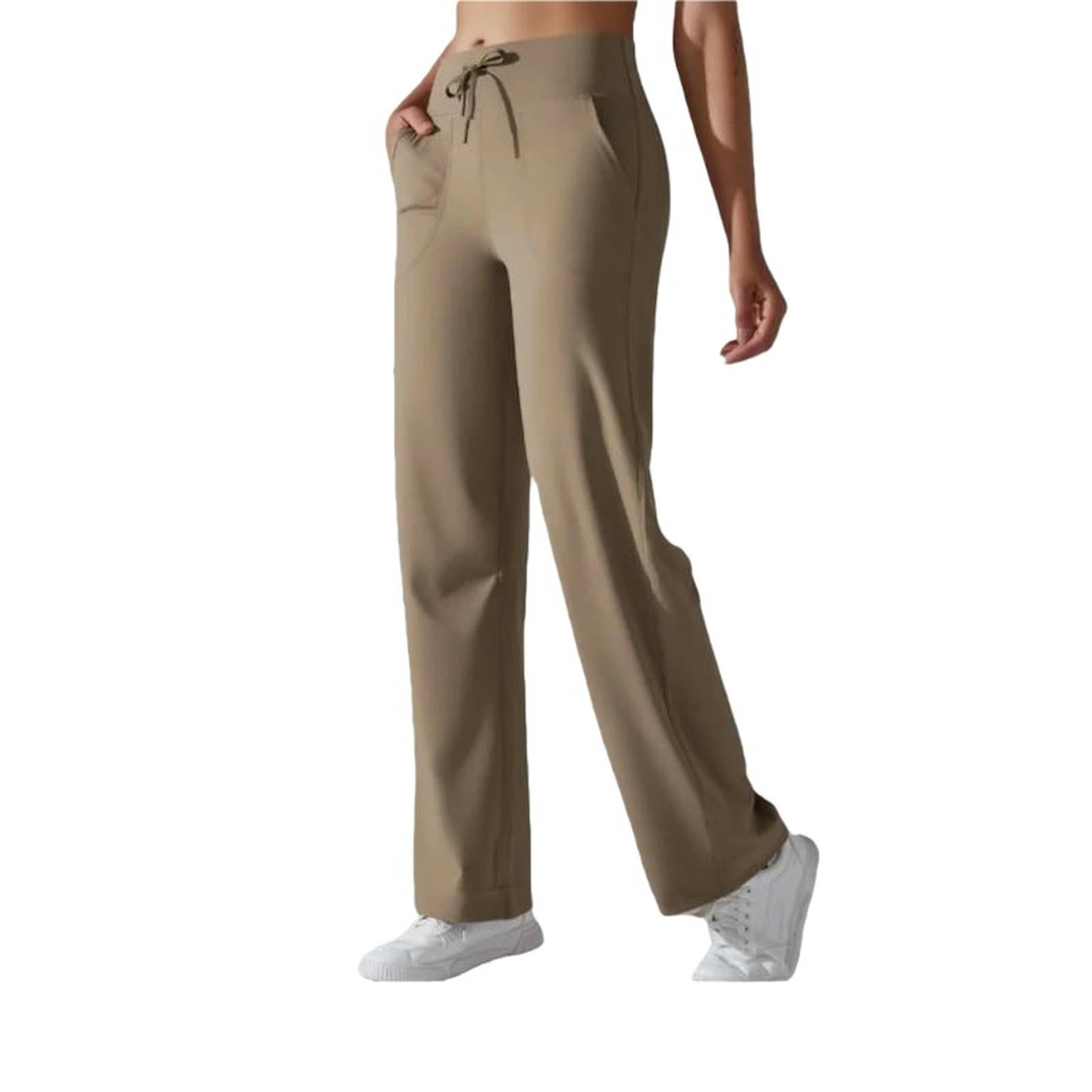 Pantalones de Yoga para Mujer de Talle Alto con Bolsillos, Pierna Ancha y Holgada, Estilo Mallas de Gimnasio.