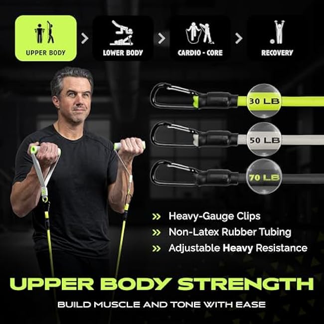 Ex Kit Home Gym Equipment with Carry Bag - 10Pcs Resistance Bands Kit with Handles, Door Anchor, Jump Rope, Booty Bands & More ¨C Full Body Workout Bands Set for Strength, Cardio & Flexibility