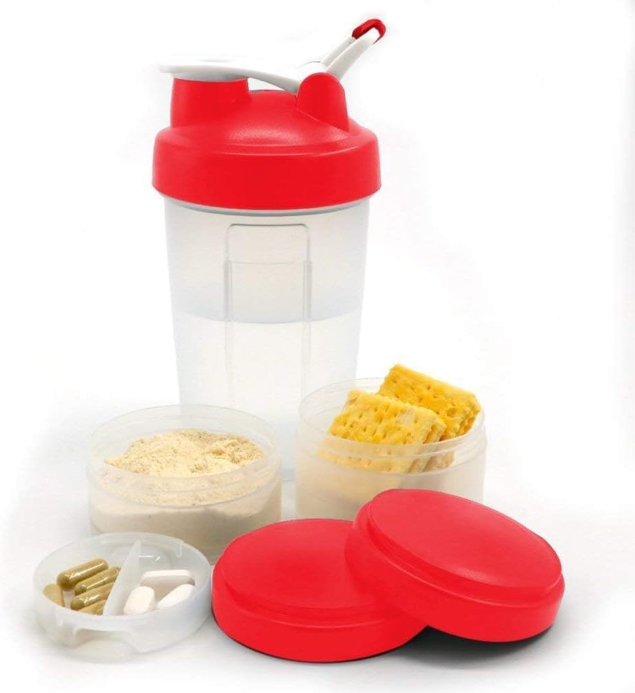 Protein Shaker Cup with Twist N' Lock Storage Containers, 500ml (Pack of 2)
