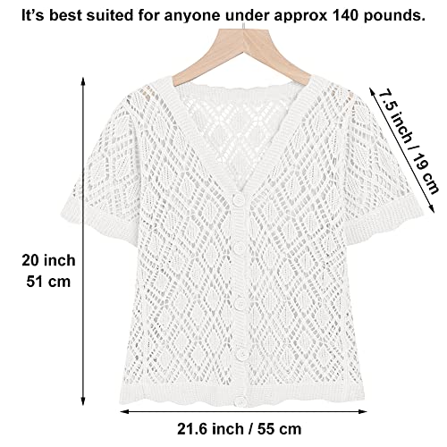 Image of Women's Open Front Knit Cropped Bolero Shrug Cardigan Sweater Short Sleeve V Neck Hollow Out Top