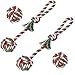 Nlmskzzy Dog Rope Toy,Dog Toys for Small Dogs and Medium Dogs for Boredom and Stimulating Teeth Cleaning Gum Massage Tug Christmas Dog Ball Rope Toy Set of 4