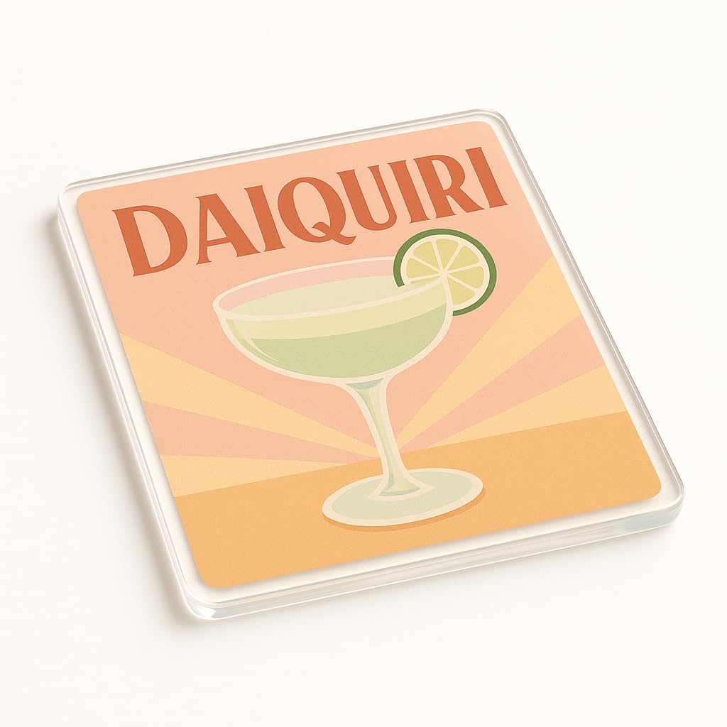 The Plum Penguin Daiquiri Dream Classic Cocktail Acrylic Coaster Gift - Classy Vintage Art Deco Style Daiquiri Design Home Bar Accessory Present