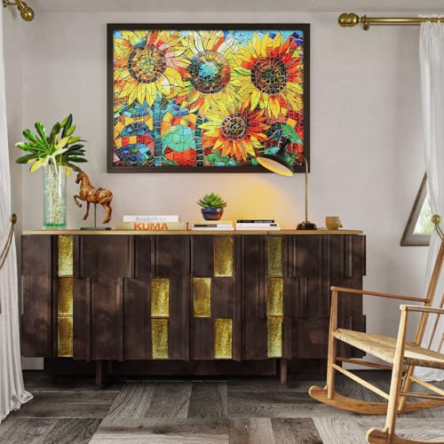 Sunflower Jigsaw Puzzle 1000 Pieces for Adults DIY Jigsaw Puzzles Gift for Children - Sunflowers in Mosaic Style - Image 2