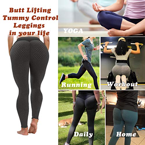 Hanstre Leggings anti-celulite que levanta o bumbum para mulheres com controle de barriga, 1 preto,