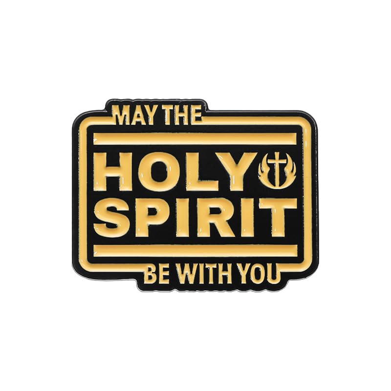 Image of May The Holy Spirit Be With You Enamel Pin Cute Christian Inspiration English Pattern Metal Christian Badge Brooch Gift