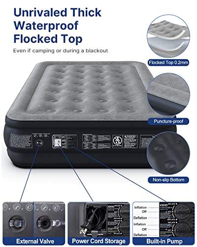 Idoo Air Mattress, Full Size Inflatable Mattress With Built In Pump, Quick Self-Inflation/Deflation Airbed, Luxurious Blow Up Bed For Home Camping Travel, Portable Air Bed, Colchon Inflable, 18In #TOP4