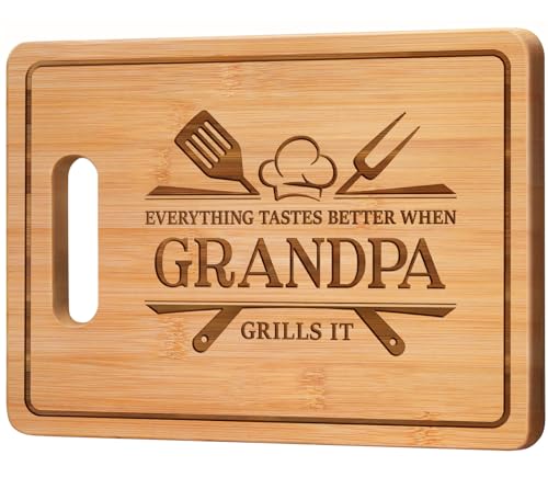 GiftChant Grandpa Gifts, Engraved Bamboo Cutting Board for Grandpa, 11x8.5inch, Best Fathers Day...