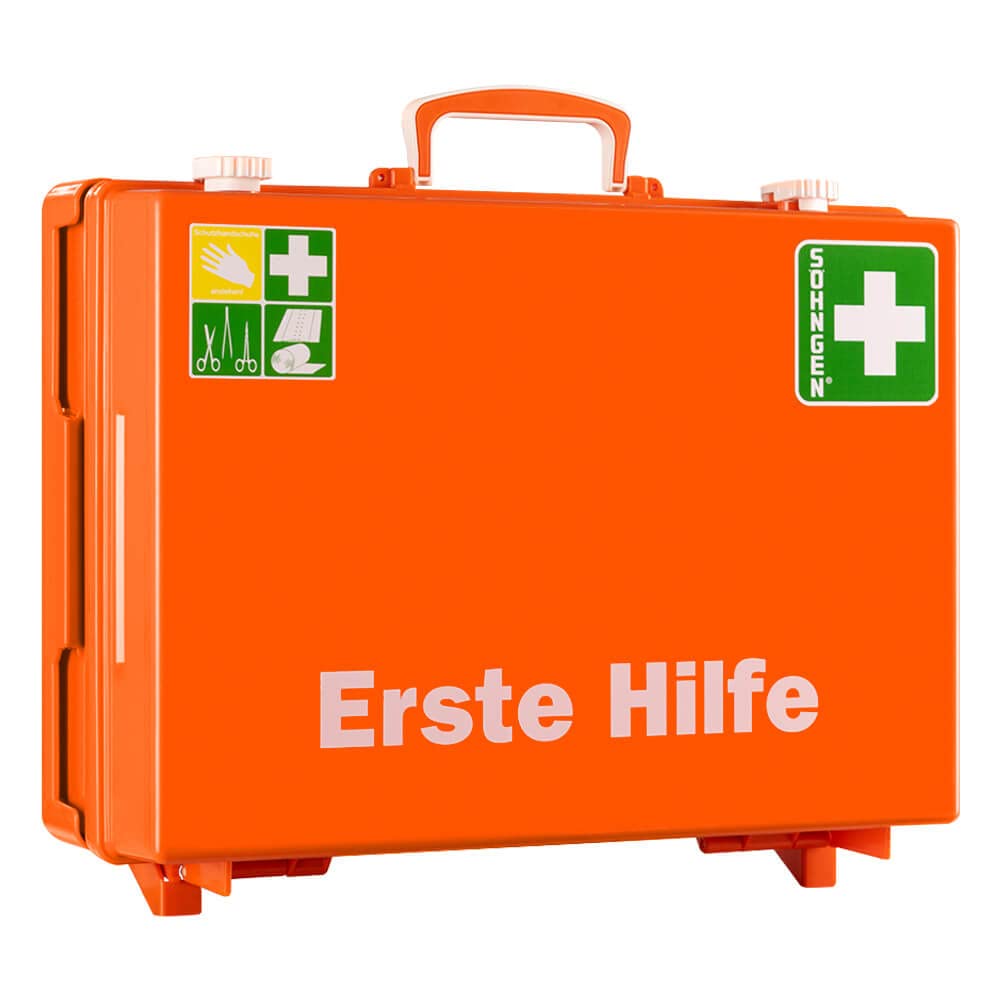 BIGPACK 2 x Söhngen Erste-Hilfe-Koffer MT, mit Wandhalterung, orange, DIN 13169, Art.-Nr. 609633 | Verbandskasten | Notfallkoffer | Erste Hilfe Kasten