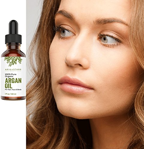 Aria Starr Beauty Organic Argan Oil For Hair, Skin, Face, Nails, Beard & Cuticles - Best 100% Pure Moroccan Anti Aging, Anti Wrinkle Beauty Secret, Cold Pressed Moisturizer 1Oz #TOP2