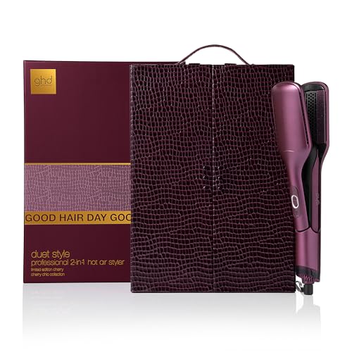 ghd - Coffret Lisseur séchant 2-en-1 ghd Duet Style (Bordeaux) - Huile lissante, Brosse et vanity inclus - Sèche et lisse en simultané sans dommage ni...