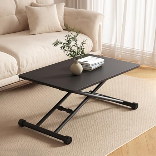Sarinyローテーブル 折りたたみ ガス圧昇降式テーブル 10-77cm無階段高さ調整 リビングテーブル センターテーブル コーヒーテーブル おしゃれ 組立不要 (ブラック,90*60CM)