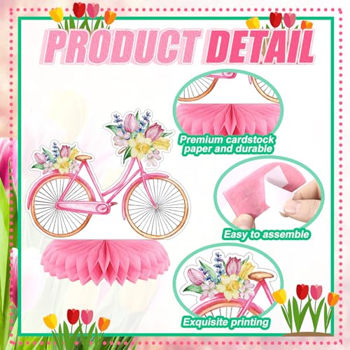 Image of 12 Pcs Spring Party Decorations Hello Spring Theme Party Decorations Flower Tulip Honeycomb Table Centerpieces for Home Office Birthday Honeycomb Supplies Decor