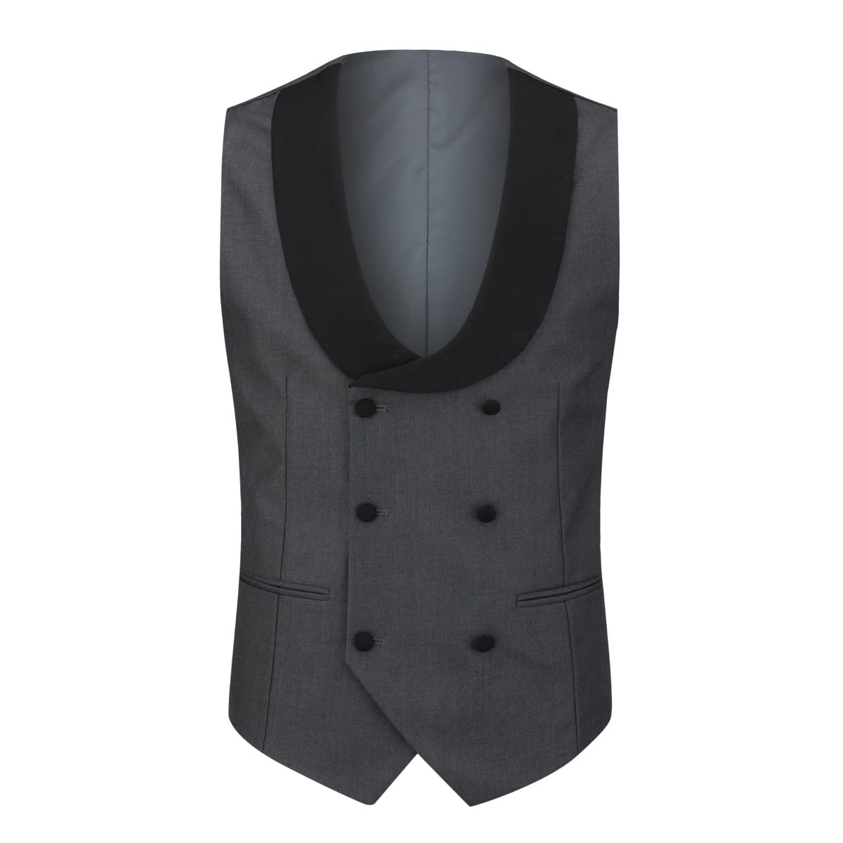 YOUTHUP Abito da Smoking da Uomo in 3 Pezzi con Revers a Lancia a 1 Bottone (Gilet e Pantaloni Blazer) Grigio, L