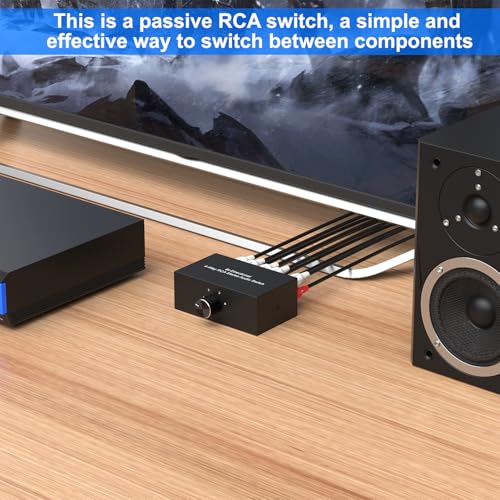 Image of LVY 4-Way Stereo Audio Selector, Bi-Directional L /R Audio Switcher Splitter Box Suitable for Connecting Blu-ray Players or DVD Players to Multiple Stereo Speakers (4in1out /1in 4out)