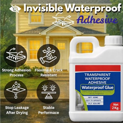 Image of Transparent Waterproof Adhesive Glue for Roof Leakage | High Strength Sealant for Bathroom, Tiles, Wall Cracks, Roof & Kitchen | Strong Leak Proof Bonding Glue with Brush (2 KG)