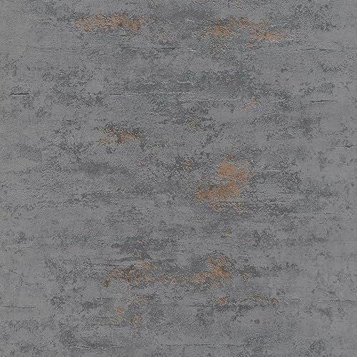 Orion Rocca Industrial Texture Wallpaper Dark Grey/Copper GranDeco ON4201