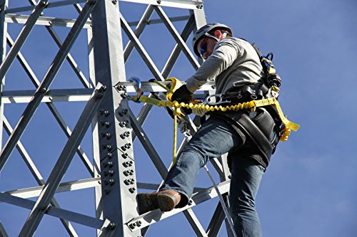Image of 3M DBI-SALA EZ-Stop 1246193 6' 100 Percent Shock Absorbing Lanyard, Elastic Web, Aluminum Snap Hook At Center, Aluminum Rebar Hooks On Leg Ends, Navy /Yellow