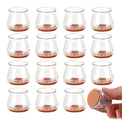SSKHE Lot de 16 protecteurs de sol en silicone pour pieds de chaise avec feutre pour protéger le sol des rayures et du bruit. Convient aux parquets, carrelages Cover