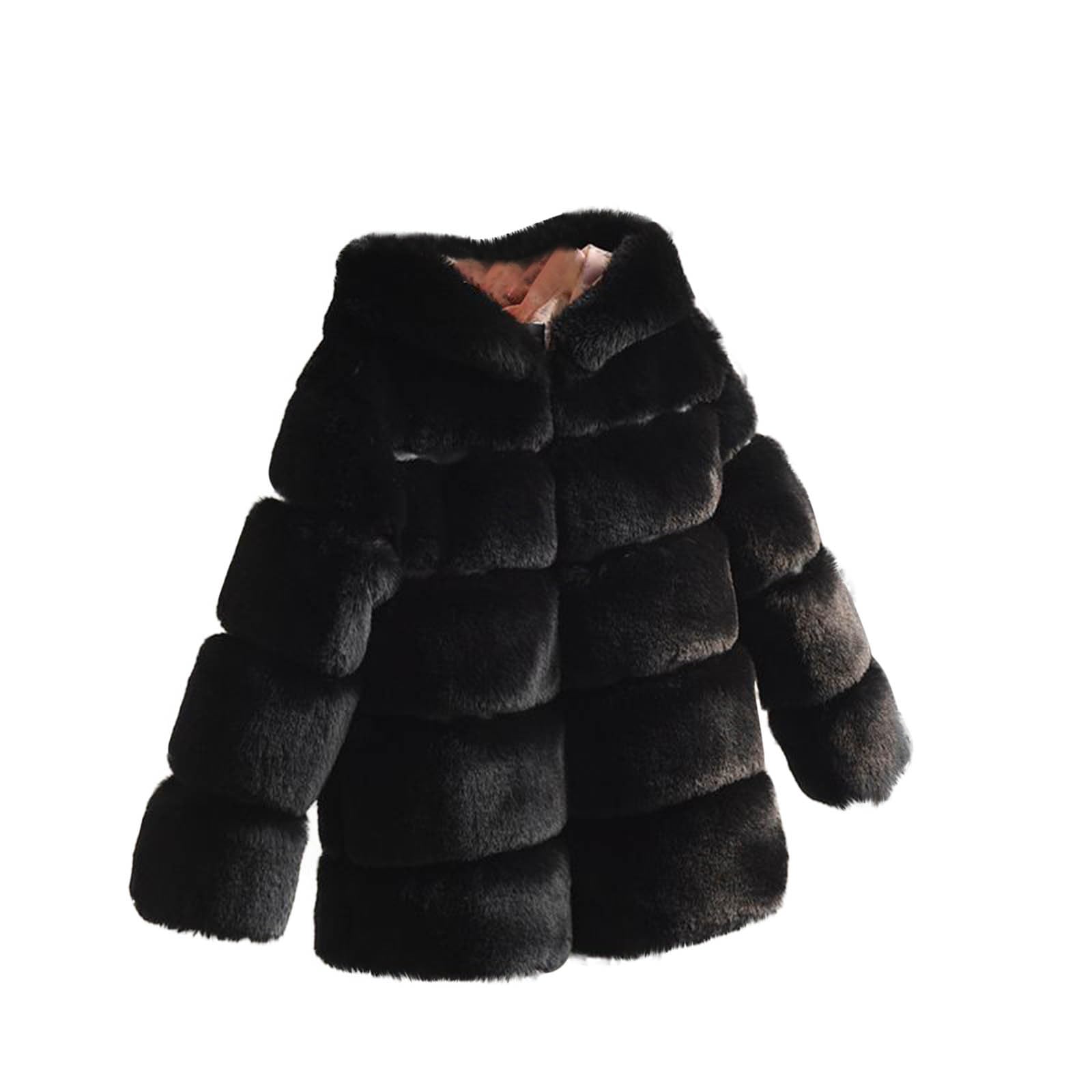 XINYUNZU Winterjacke Mädchen Kuscheljacke Warm Freizeitjacke mit Kapuze Kinderjacke Cute Coat Girl Kunstpelz Jacke Mode Outdoorjacke Kinder 2-13 Jahre Wintermantel