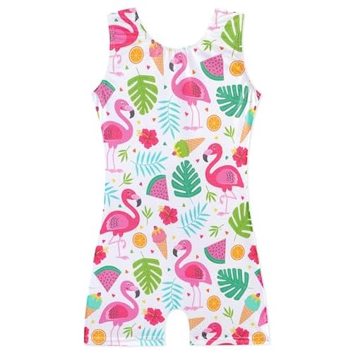 HOZIY Gymnastics Leotards for Girls Unicorn Aurora Rainbow Mermaid Dinosaur Cupcake Sparkle Biketard Toddlers Kids Children 3-4T Fruit Flamingo