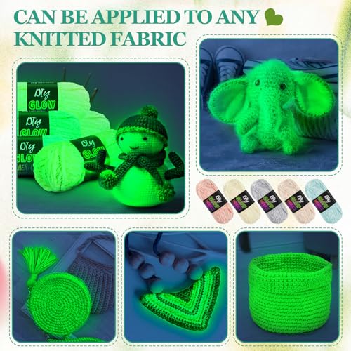 Image of Fanfanwin 5 Rolls Glow in the Dark Yarn Fluffy Chenille Yarn for Crocheting & Knitting Glow Sewing Projects Fun Birthday DIY Gifts for Beginners Women 382 Yd / 350 M Total(Vibrant Colors)