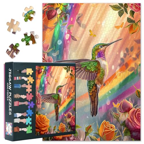 Puzzle colibri de 1000 pièces pour adultes, colibri avec arc-en-ciel – Puzzle de 1000 pièces pour adultes – Puzzle coloré et cool pour adultes, taille finie : 27,5 x 19,7 cm Puzzle colibri de 1000 pièces pour adultes, colibri avec arc-en-ciel – Puzzle de 1000 pièces pour adultes – Puzzle coloré et cool pour adultes, taille finie : 27,5 x 19,7 cm