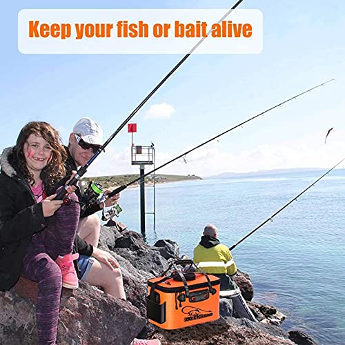 WUBAILI Angeleimer Lebendfisch-Behälter Multifunktionaler Fisch-Lebendköder-Eimer Outdoor-Eva-Angeltasche Faltbare… – Bild 7