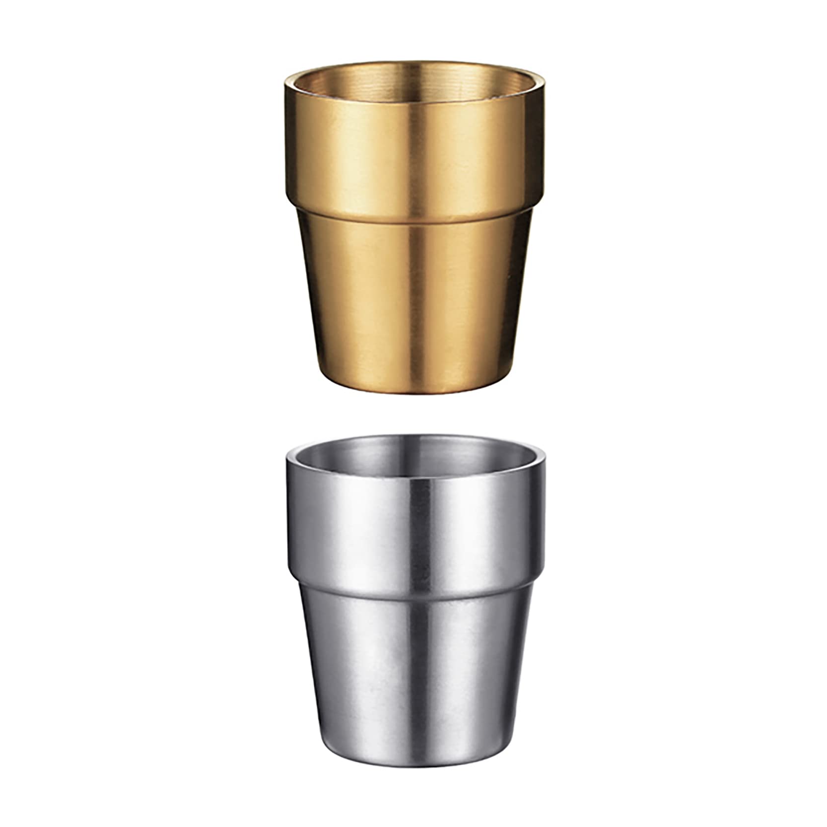 UPTALY 2 pcs Stainless Steel Cups, Unbreakable Camping Mugs, Small Espresso Cup, Double Walled Latte Mugs, Thicken Coffee Cups, Gold Tea Cup (300ml/per Gold+Silver) โ image 1