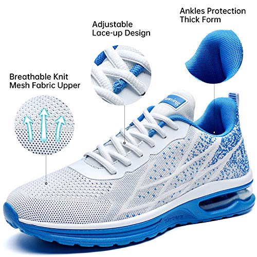 MEHOTO Mens Air Running Sneakers, Men Sport Fitness Gym Jogging Walking Lightweight Shoes, Color Lightblue, Size 10.5
