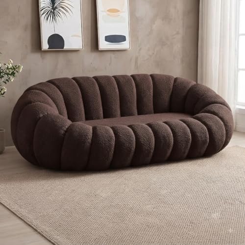 Image of CRAFTCITY 3 Seater Pumpkin Couch /Luxury Modern Upholstered Sofa for Living Room