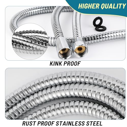 Image of Klabb Shower Hose, 79 Inches Extra Long Chrome Handheld Shower Head Hose With Brass insert and nut